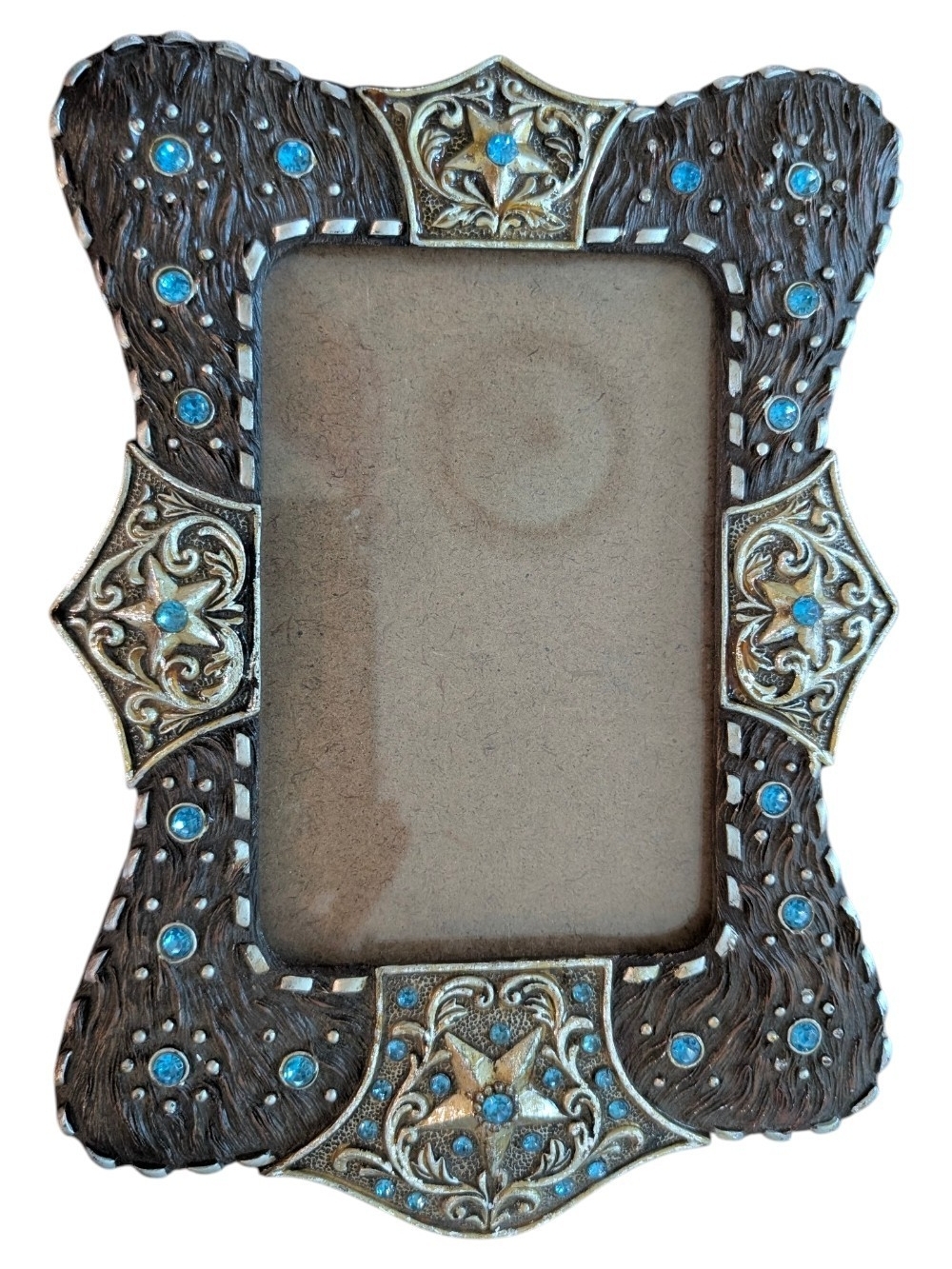 Ornate Western Blue Crystal Accent Photo Frame